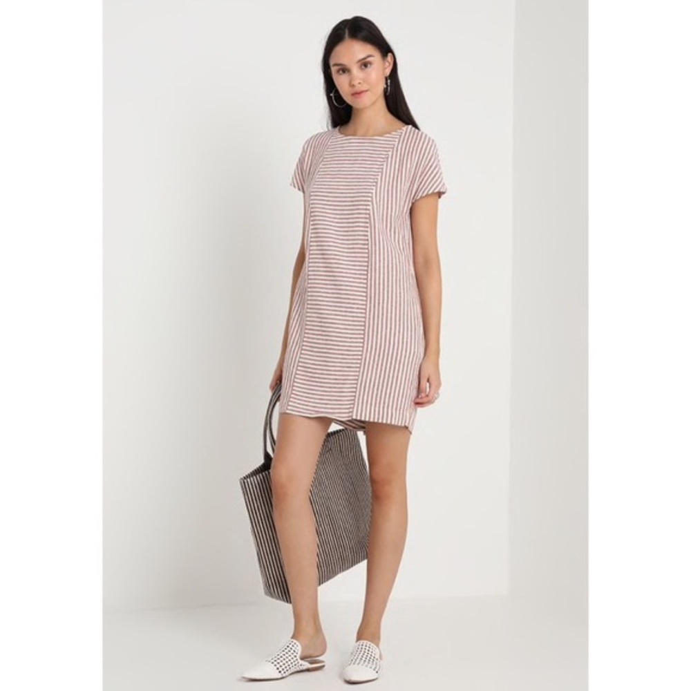 Madewell rust stripe button down back dress